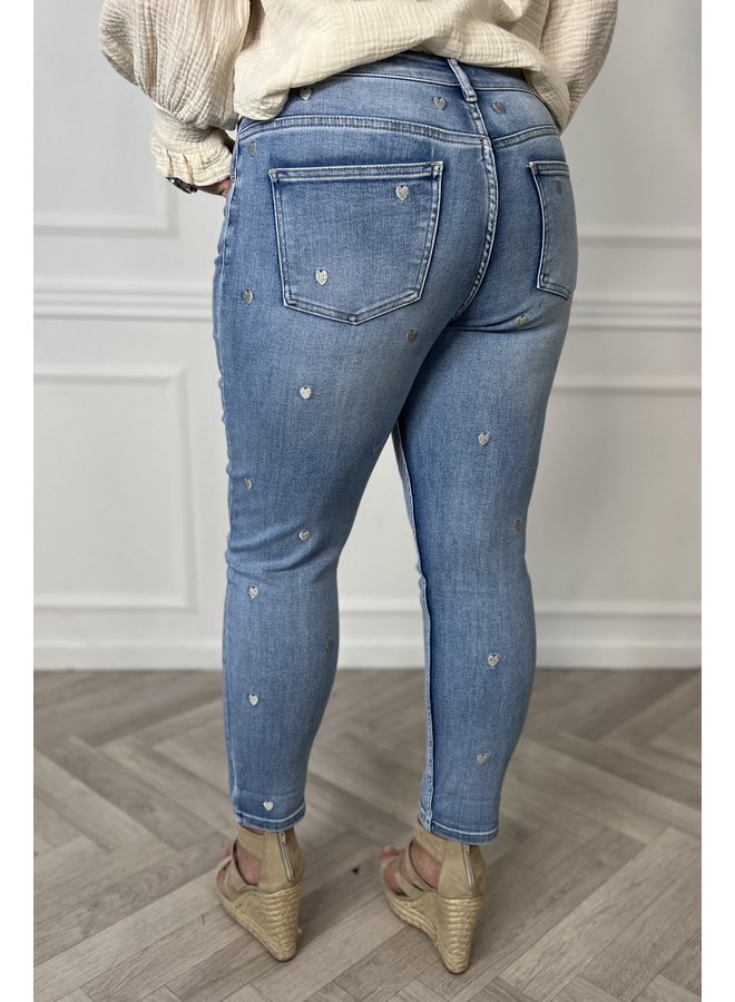 Baggy Heart Jeans - Light Blue/ Silver