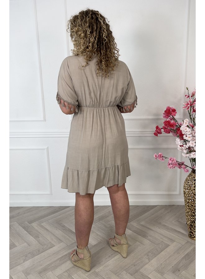 Ibiza Short Fringe Dress - Taupe