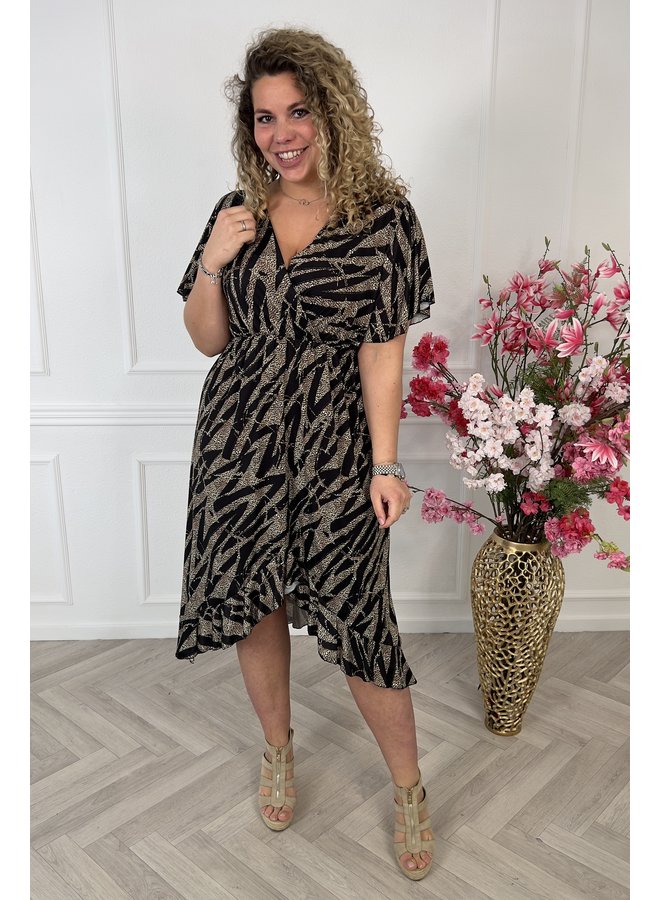 Curvy Spanish Dress - Black/Leopard