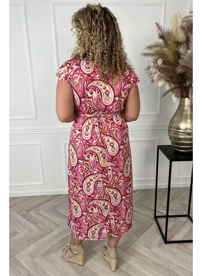 Curvy Strik Paisley Dress - Pink/Magenta