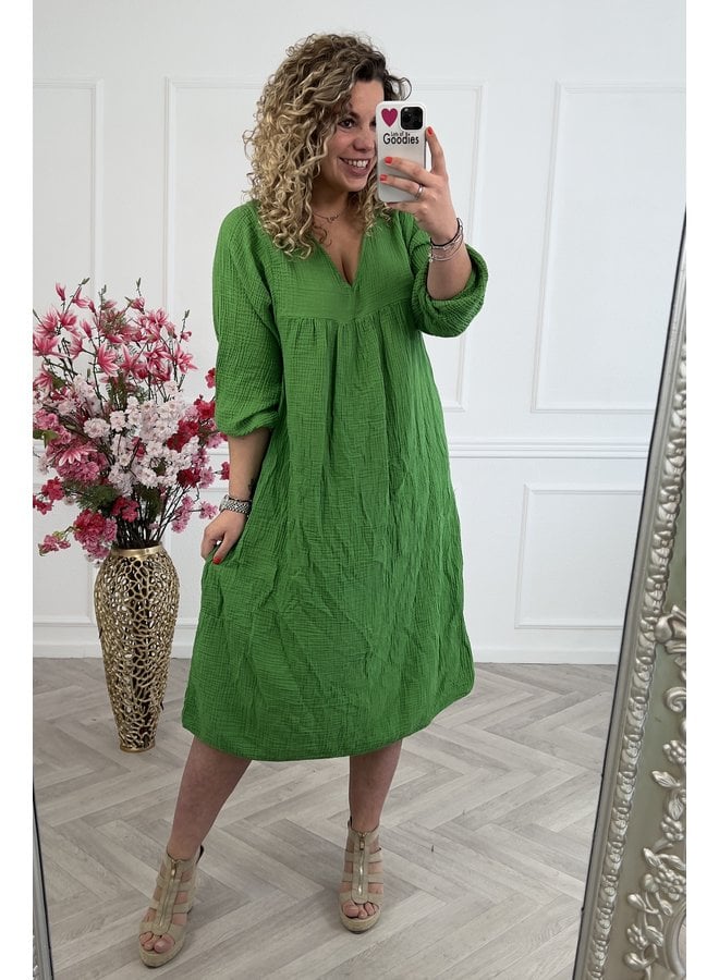 Curvy Cotton Dress - Green