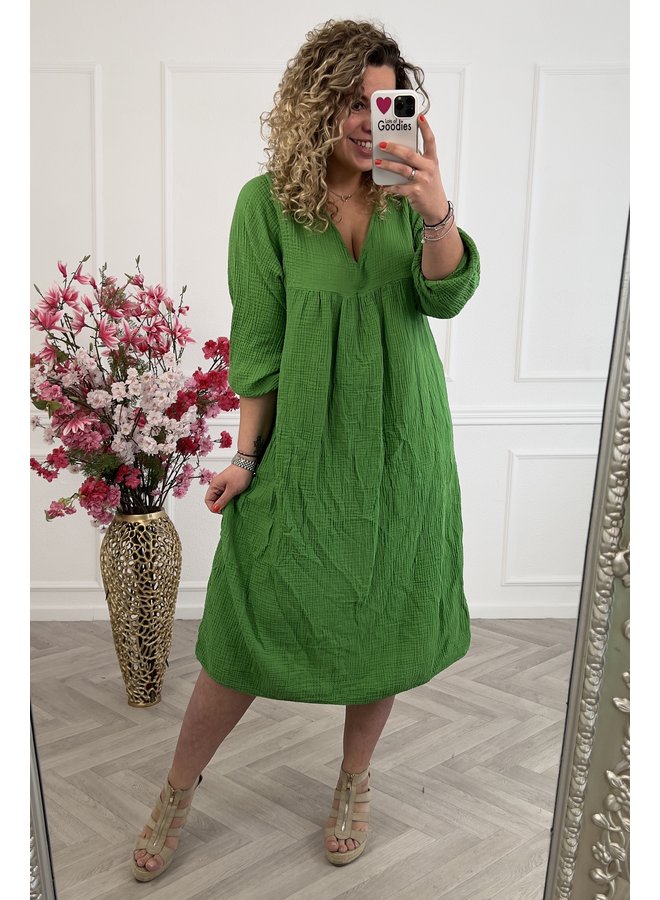 Curvy Cotton Dress - Green