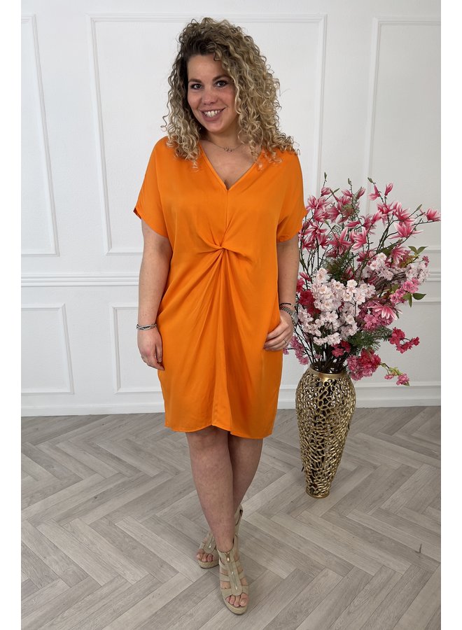 Basic Knotted Dress - Orange