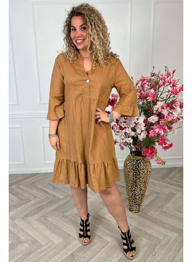 Linnen Curvy Bali Dress - Camel