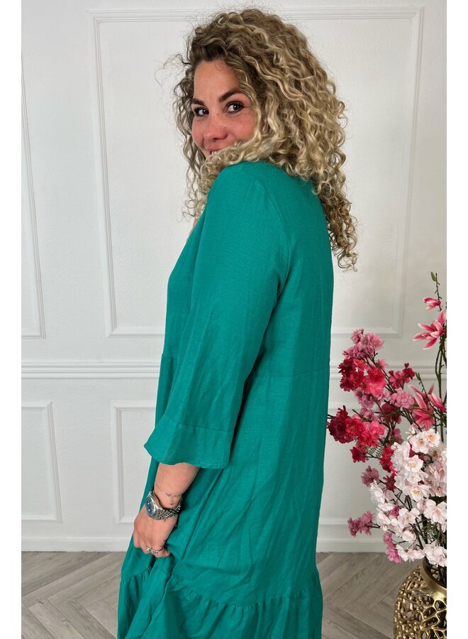 Linnen Curvy Bali Dress - Sea Green