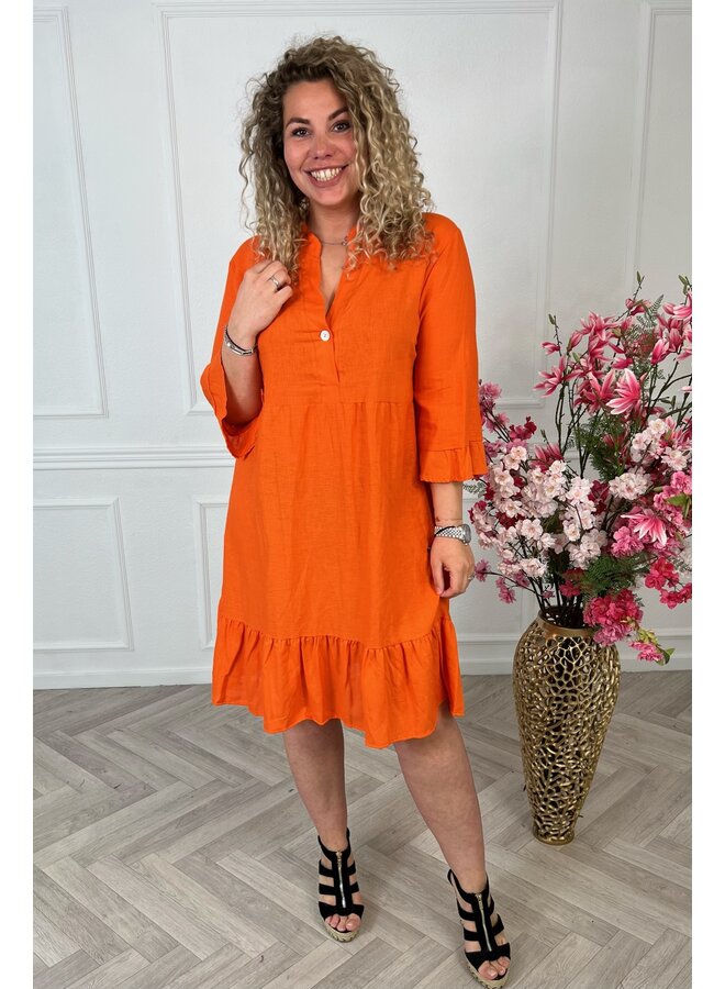 Linnen Curvy Bali Dress - Orange