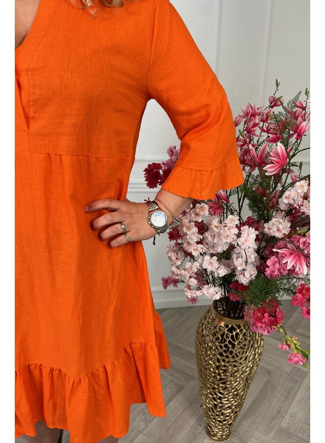 Linnen Curvy Bali Dress - Orange