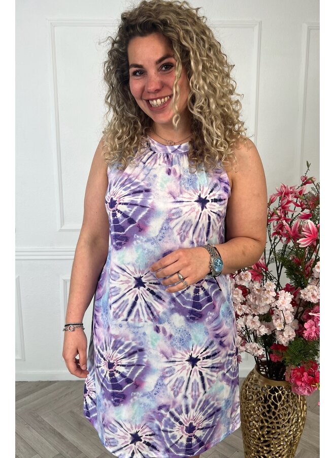 Summer Halter Dress - Tie Dye Purple