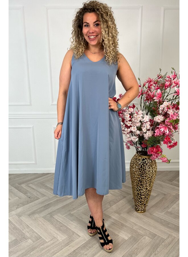 Curvy Midi Sleeveless Dress - Denim