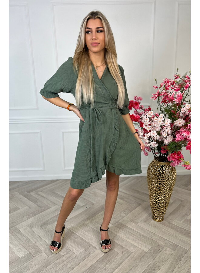 Cotton Wrap Dress - Armygreen