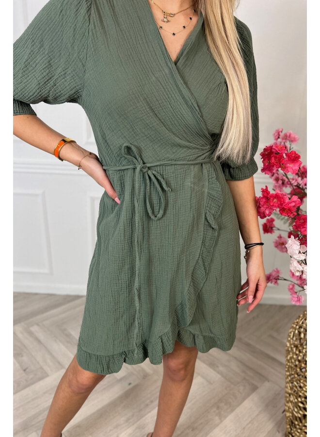 Cotton Wrap Dress - Armygreen