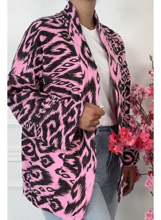 Padded Boho Jacket - Print Pink/Black
