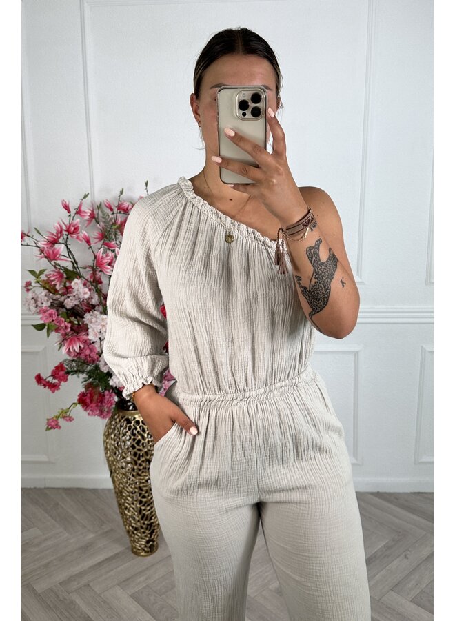 Perfect Cotton Jumpsuit - Beige