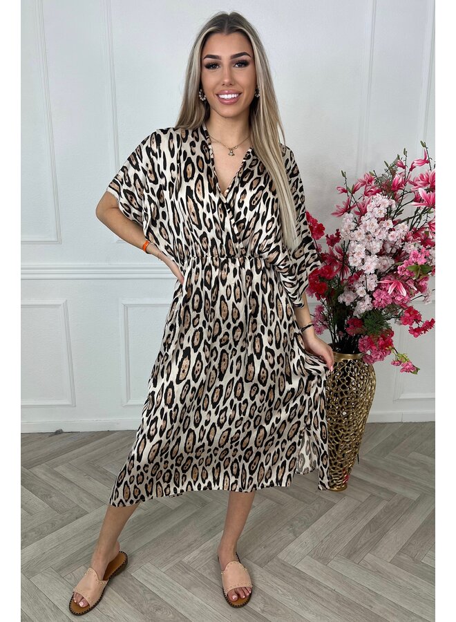 Silky Beach Dress - Leopard Light Brown