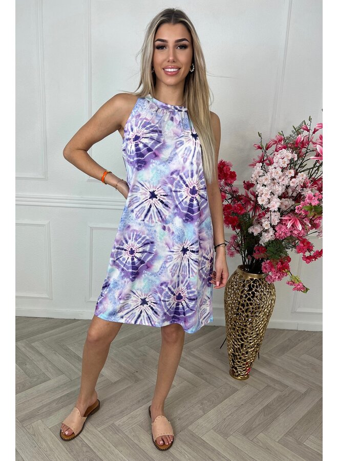 Summer Halter Dress - Tie Dye Purple