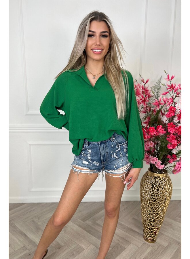 Musthave V Neck Blouse - Green