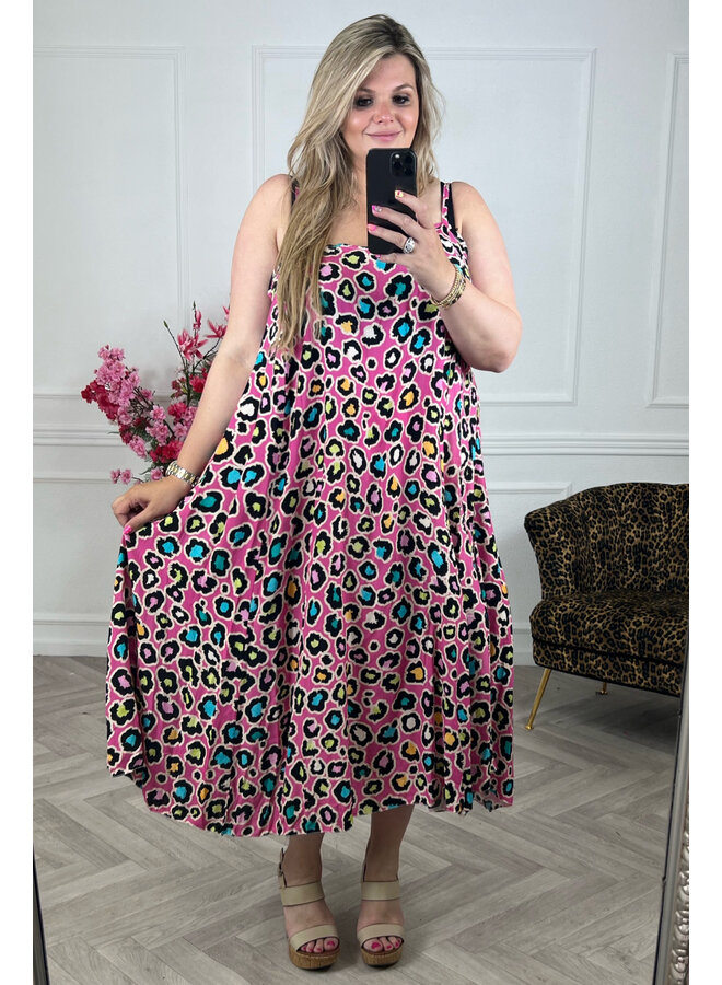 July Maxi Dress - Leopard Pink Multicolor