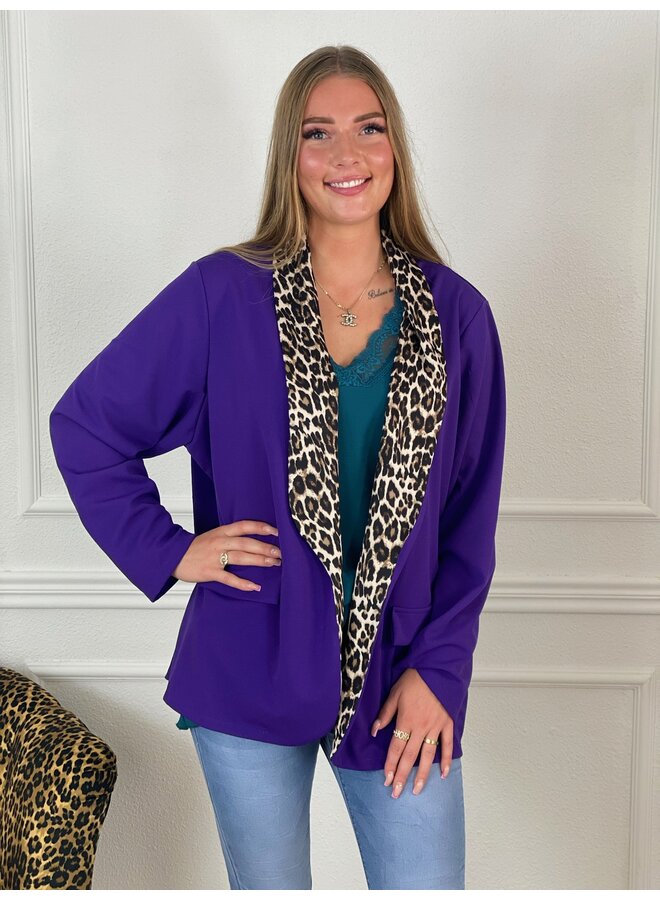 Leopard Blazer - Purple