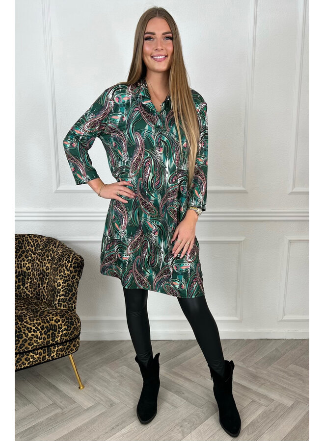 Curvy Paisley Tunic â€“ Green/Pink