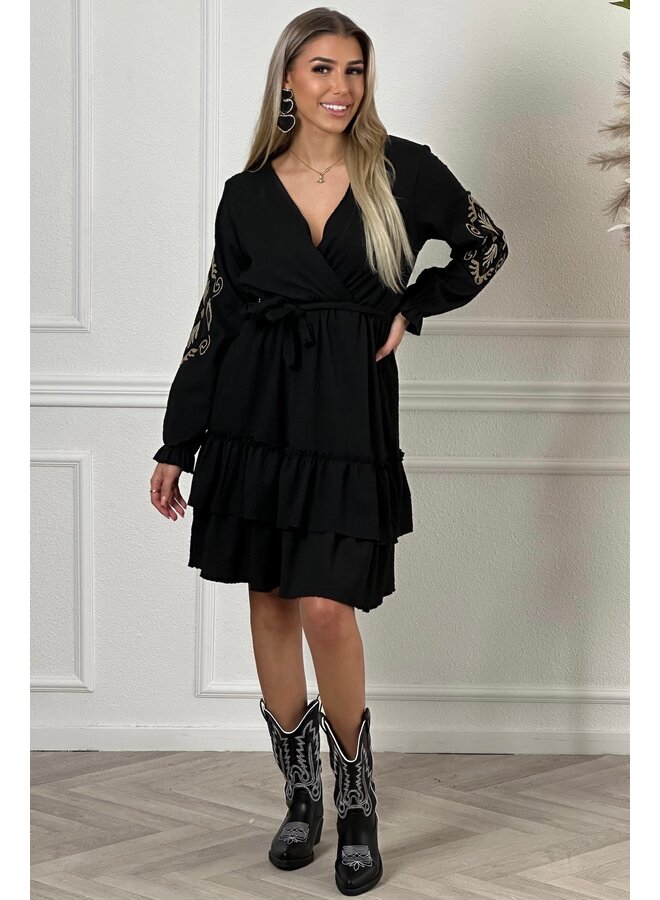 Roma Ruffle Dress - Black