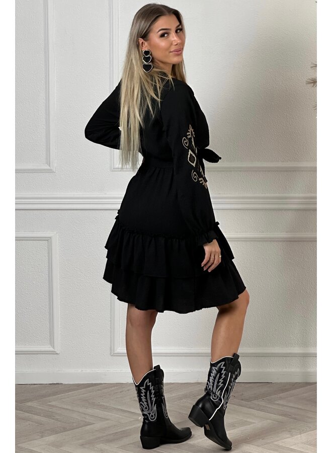 Roma Ruffle Dress - Black