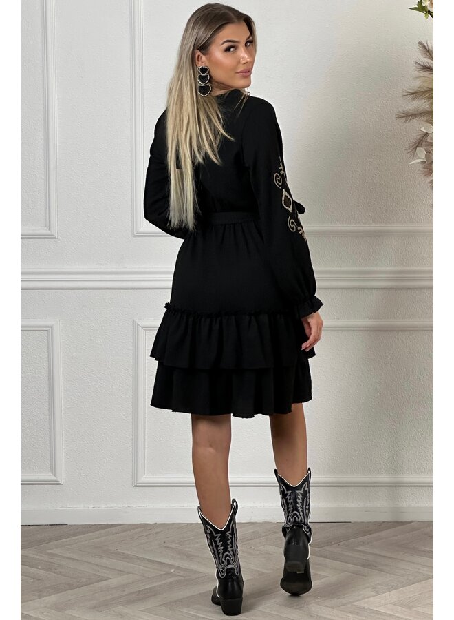 Roma Ruffle Dress - Black