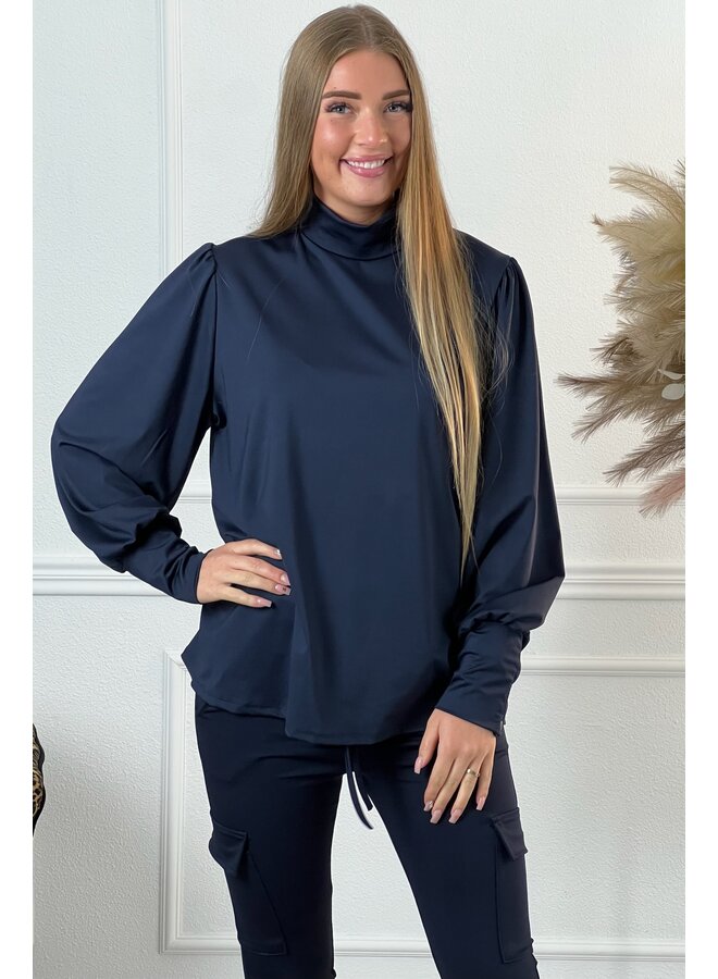 Turtle Neck Travel Top - Navy