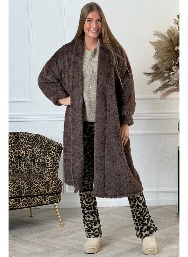 Long faux shop fur coat