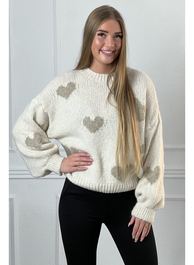 Olivia Heart Sweater - Beige