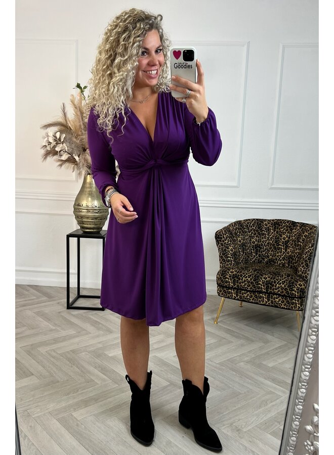 Curvy Short Knotted Dress - Purple