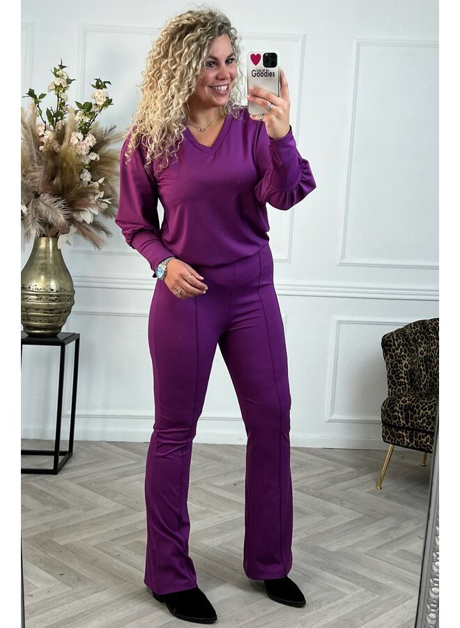 Travel Line Flare Pants - Purple