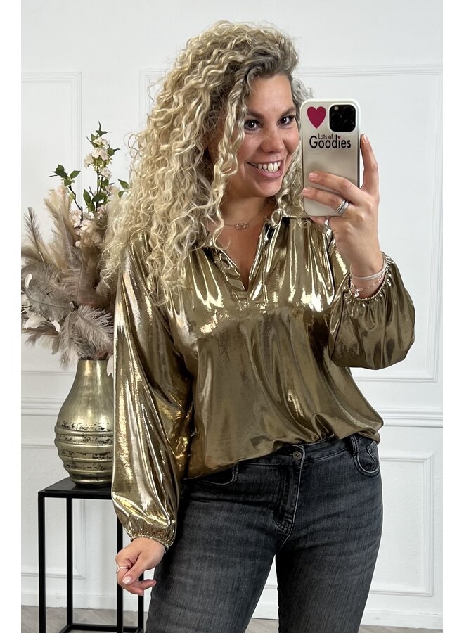 Shiny Party Blouse - Gold