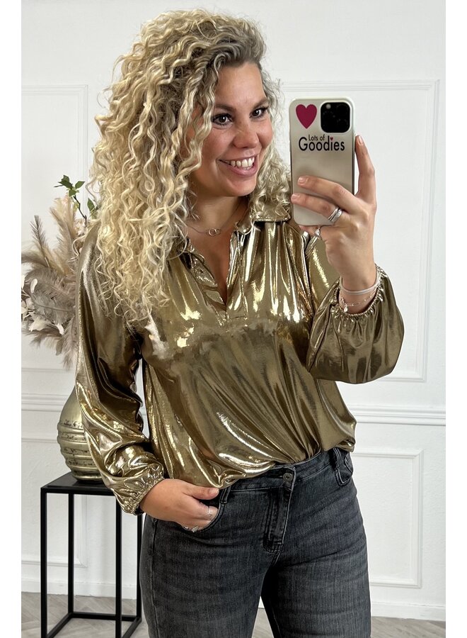 Shiny Party Blouse - Gold