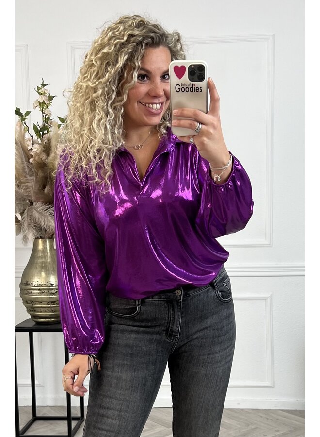 Shiny Party Blouse - Magenta