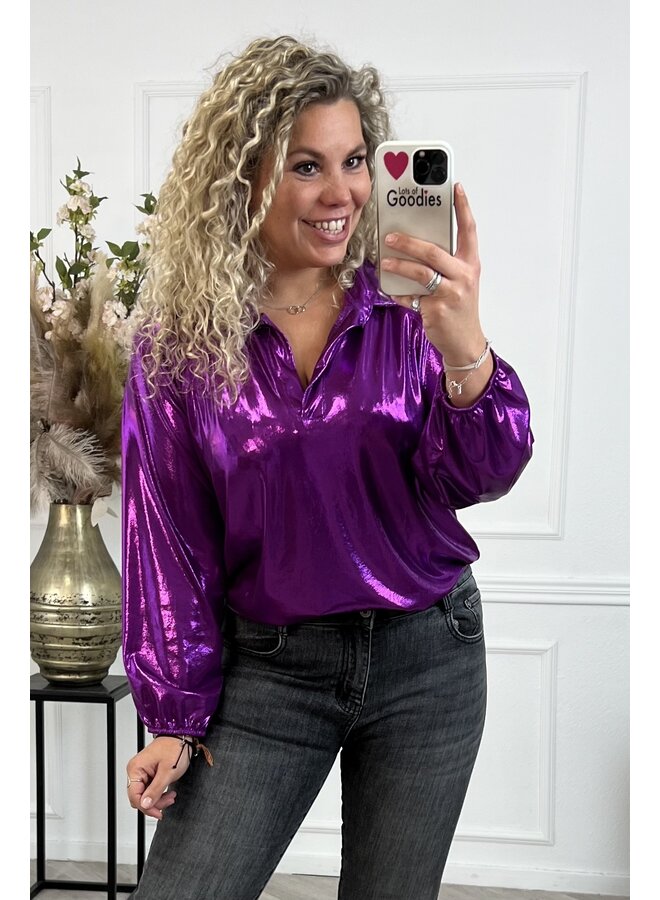 Shiny Party Blouse - Magenta