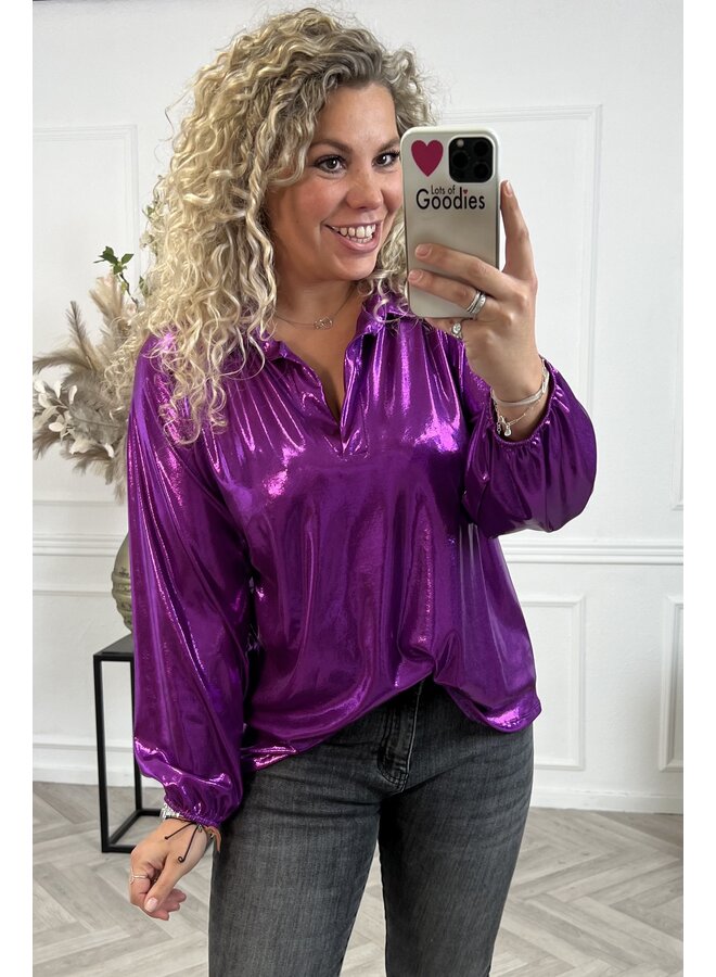 Shiny Party Blouse - Magenta