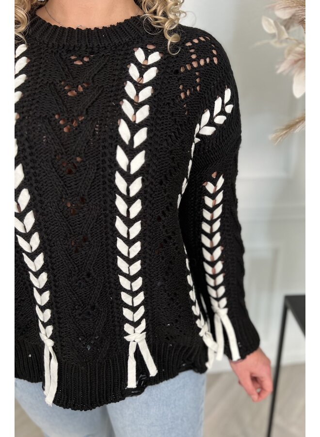 Lian Braid Sweater - Black/White