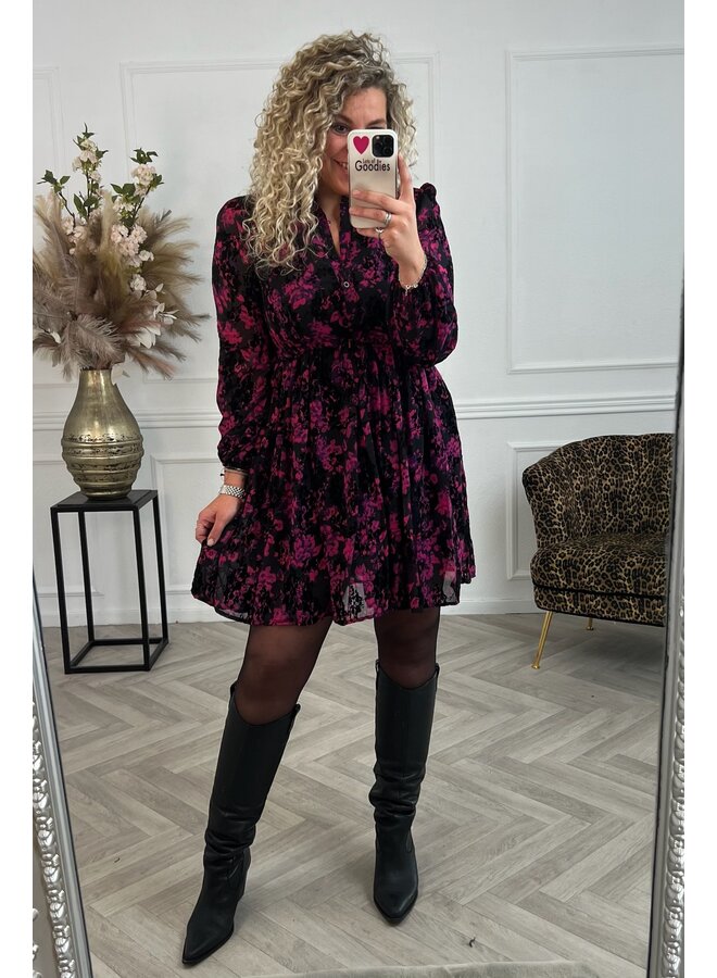 Perfect Flower Dress - Black/Fuchsia