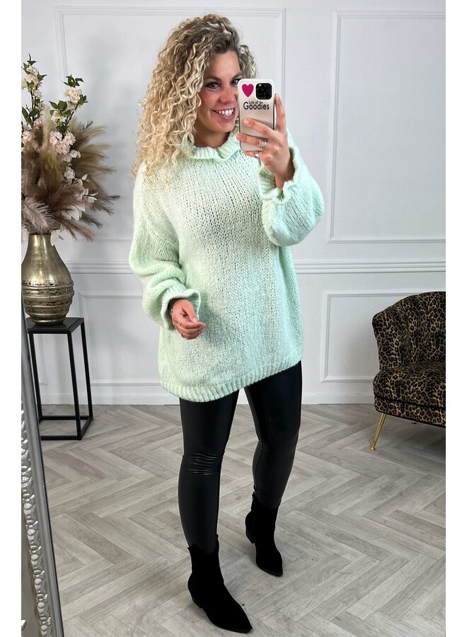 Curvy Ruffle Sweater - Mint