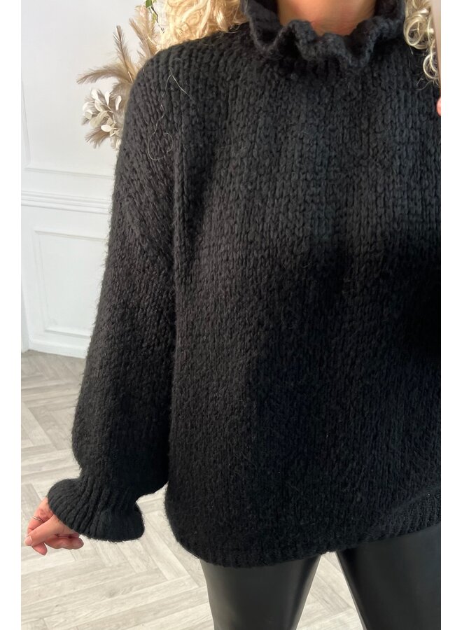 Curvy Ruffle Sweater - Black