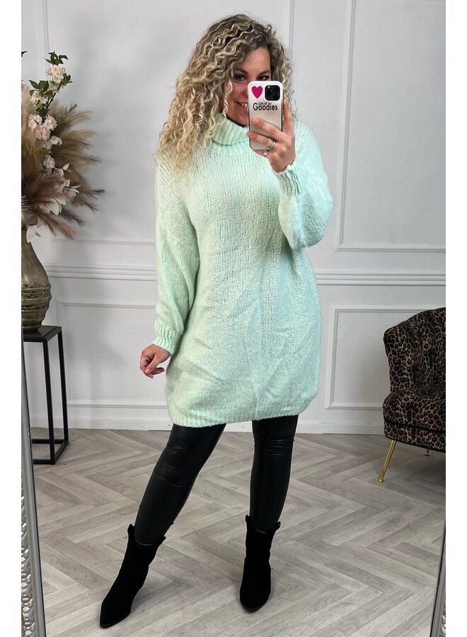 Curvy Knitted Col Dress - Mint