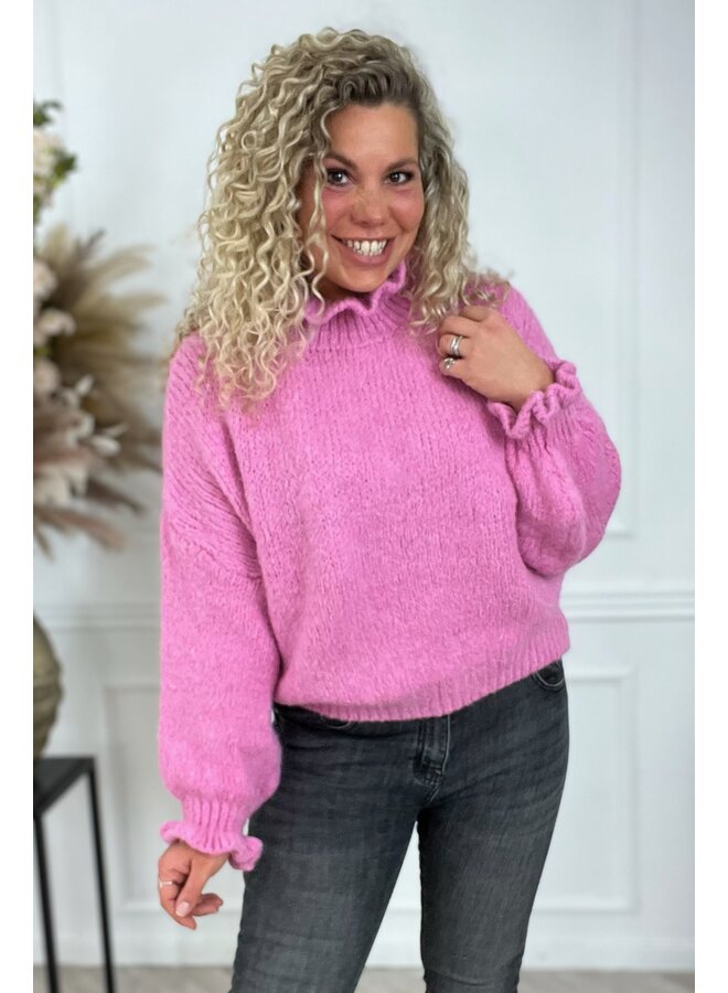 Regular Ruffle Sweater - Pink