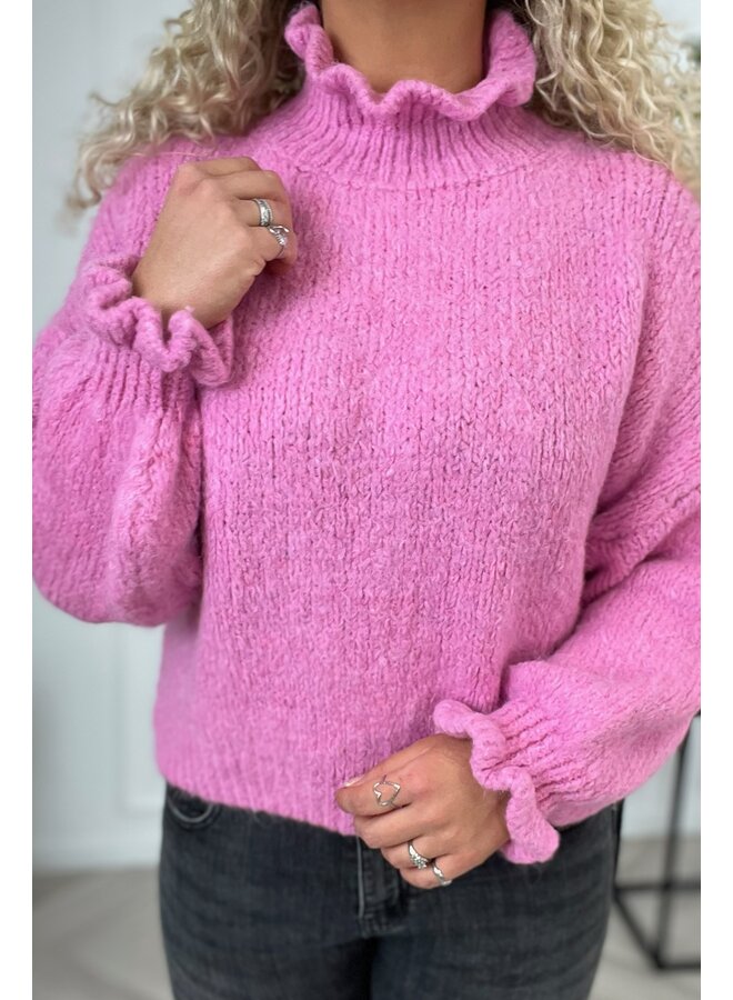 Regular Ruffle Sweater - Pink