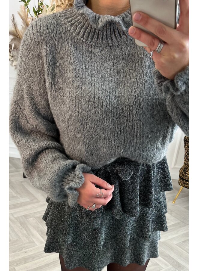 Regular Ruffle Sweater - Grey