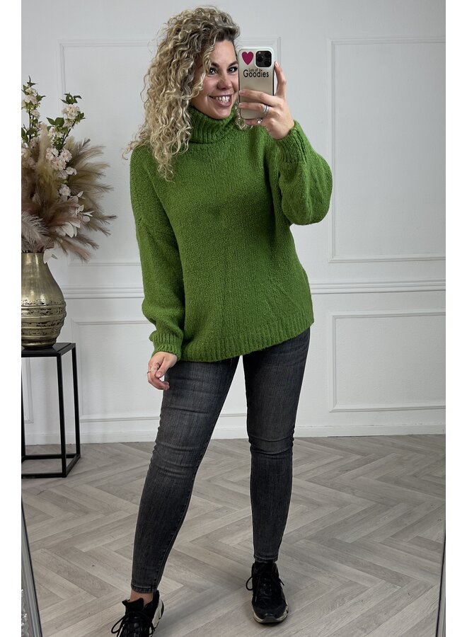 Exclusive Knitted Col Sweater - Olive