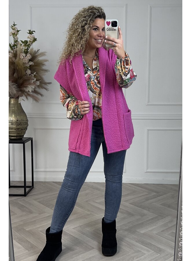 Musthave Teddy Gilet - Fuchsia