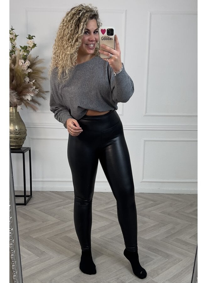 High Waist Leather Legging - Black