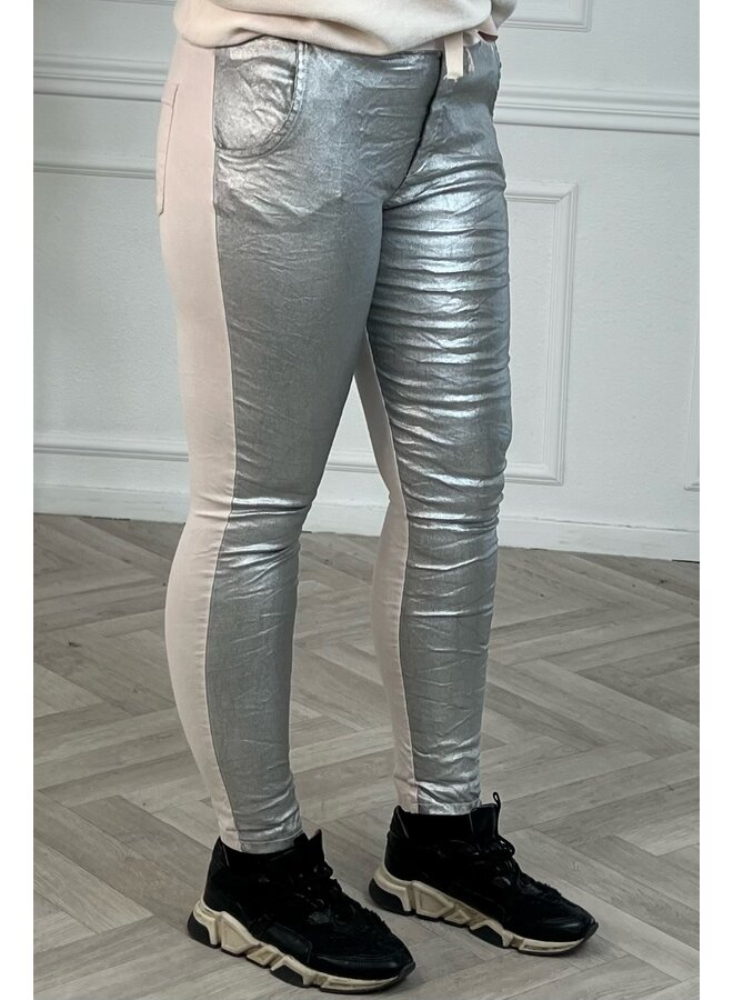 Shiny Stretch Pants - Pink/Silver