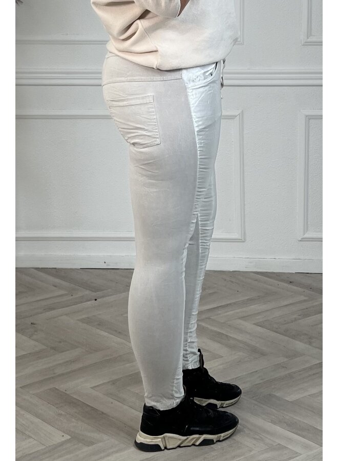 Shiny Stretch Pants - White/Champagne