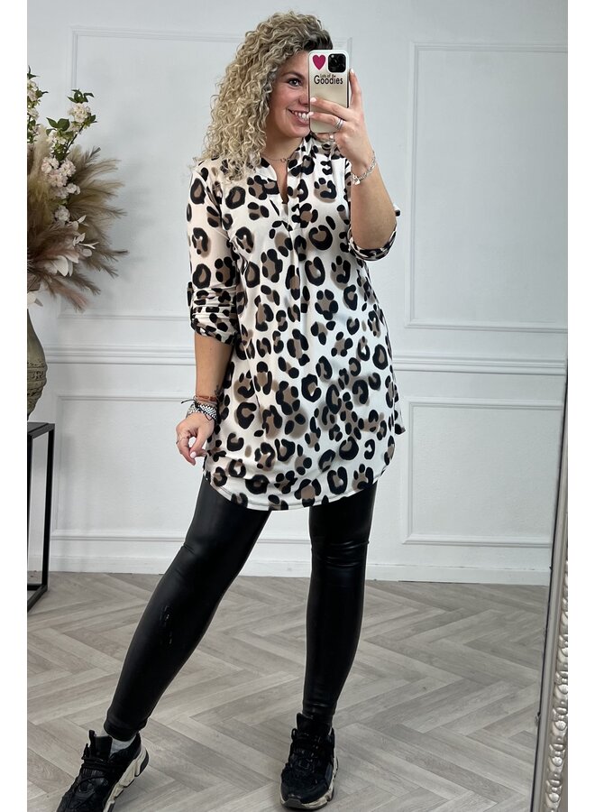 Perfect Basic Tunic Big Leopard - Taupe